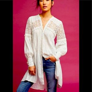 Anthropologie feather bone white lace shirt size xsmall